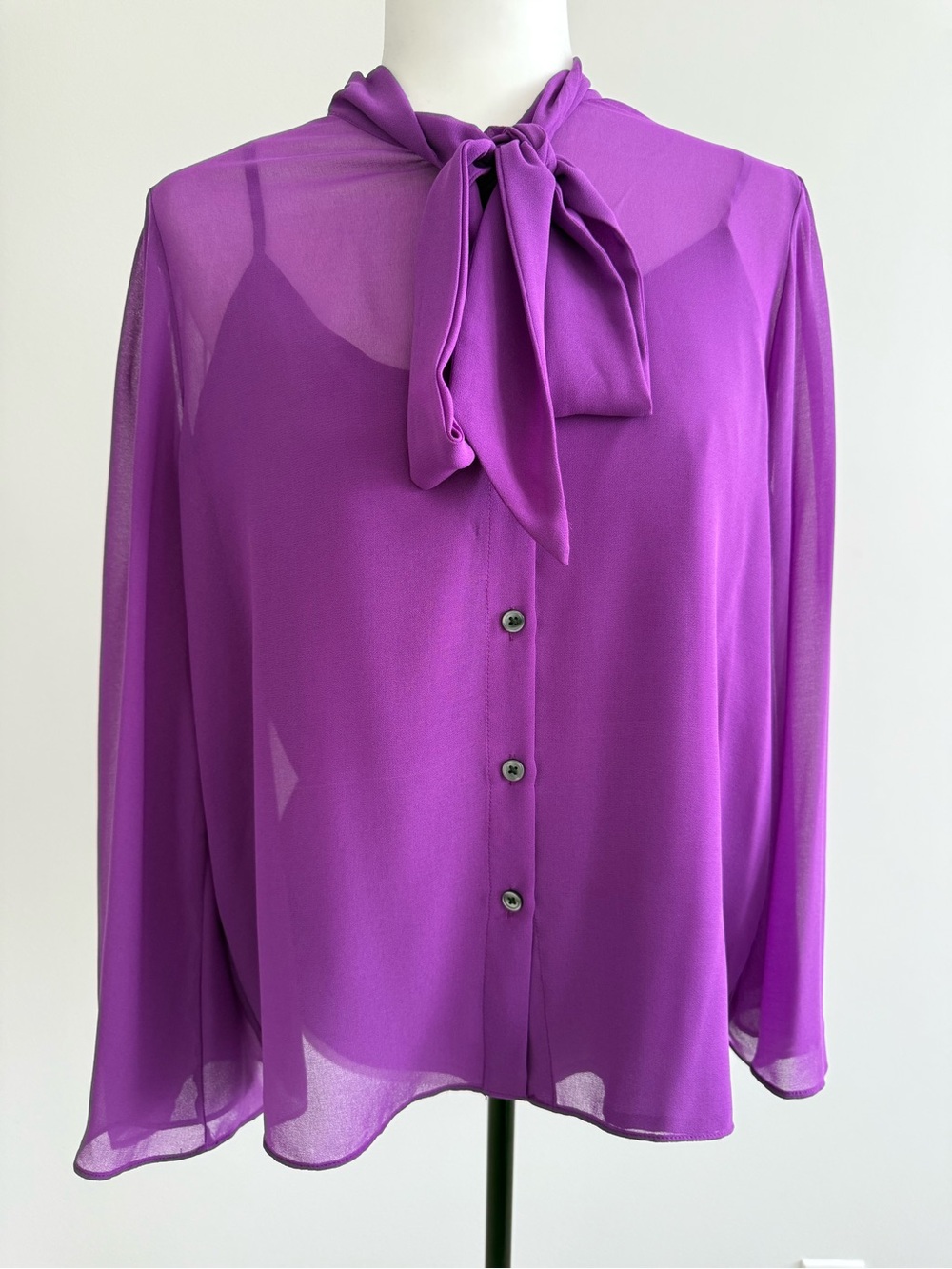 Banana Republic Violet Tie-Neck Sheer Blouse